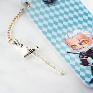 Geralt of Rivia The witcher kawaii chibi fanart art bookmark sword page marker knight gift for gamer image 2