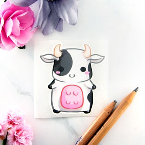 Pegatina de vaca bebé chibi kawaii: linda papelería de planificador de animales de granja de estilo anime