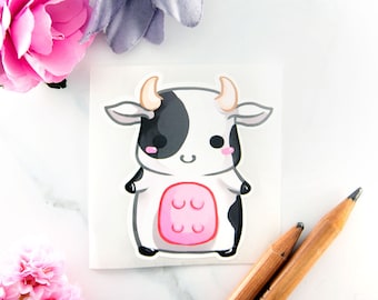 Kawaii chibi baby cow sticker - cute art farm animal planner stationery anime style