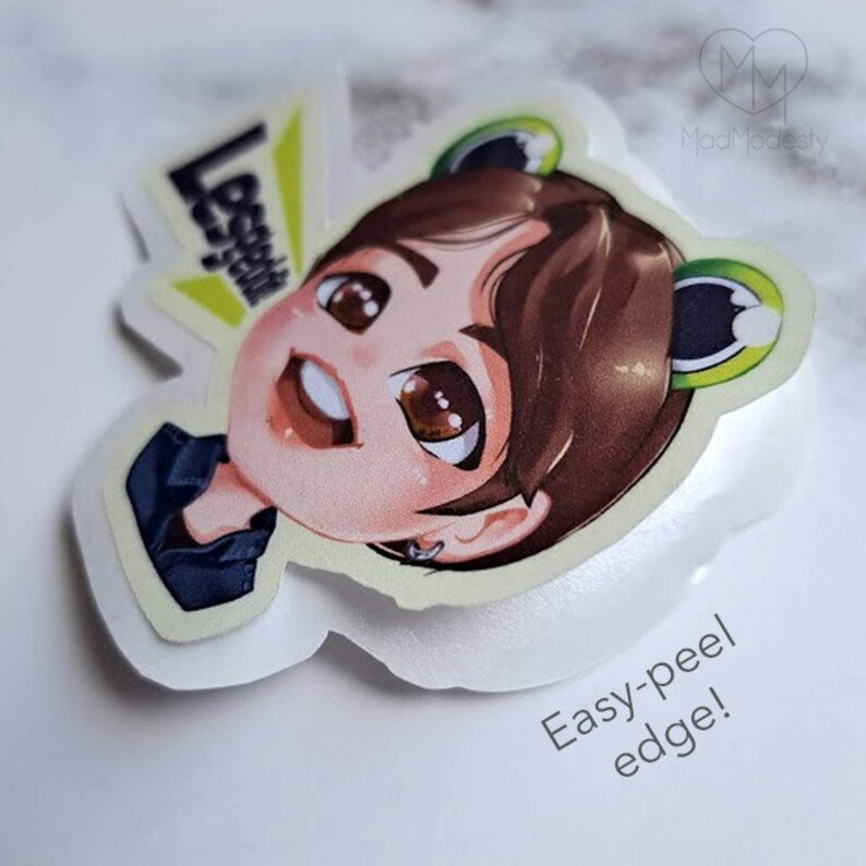 Cute BTS chibi Jungkook sticker JK Fanart kawaii art jung kook drawing sticker bangtan let's get it quote lesgeddit text frog ears image 6