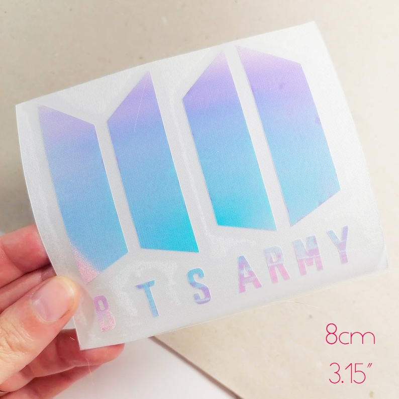 BTS army logo decal SET holographic holo silver Kpop waterproof sticker diy bangtan sonyeondan vinyl image 3