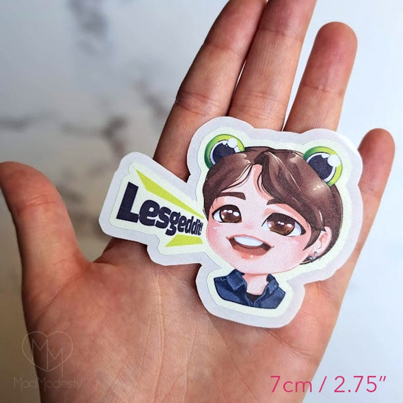 Cute BTS chibi Jungkook sticker JK Fanart kawaii art jung kook drawing sticker bangtan let's get it quote lesgeddit text frog ears 7 Centimeters