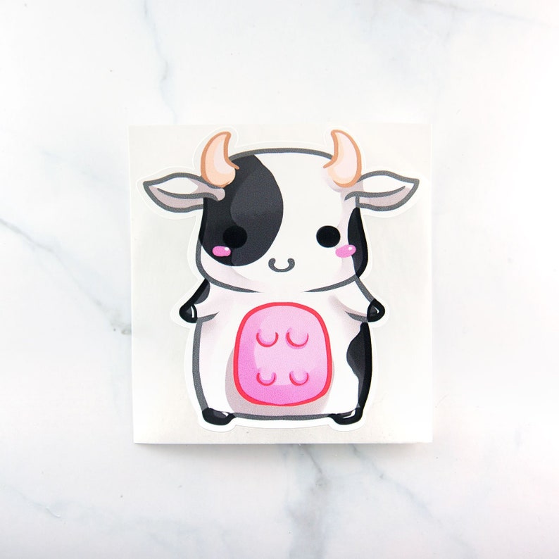 Kawaii chibi baby cow sticker cute art farm animal planner stationery anime style image 2