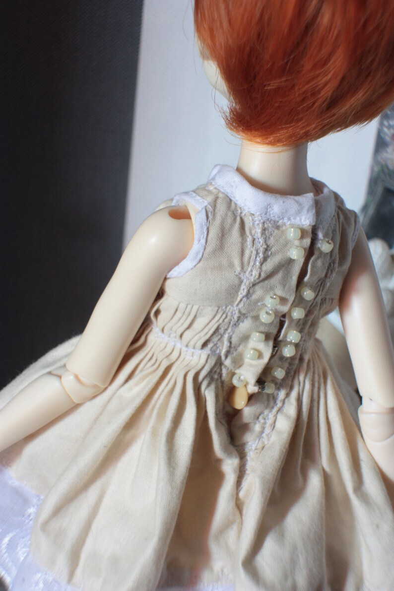 Beige ruffles dress for slim MSD