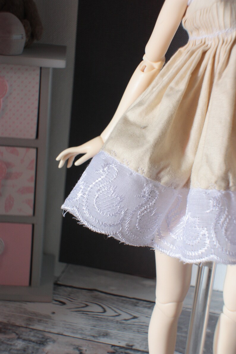 Beige ruffles dress for slim MSD