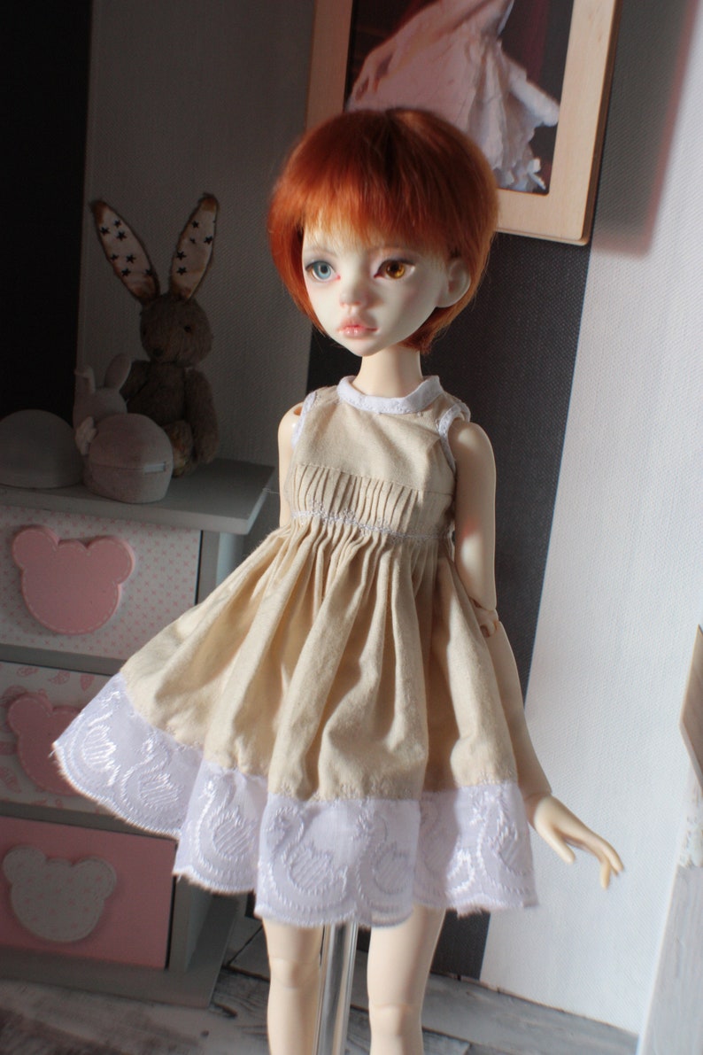 Beige ruffles dress for slim MSD