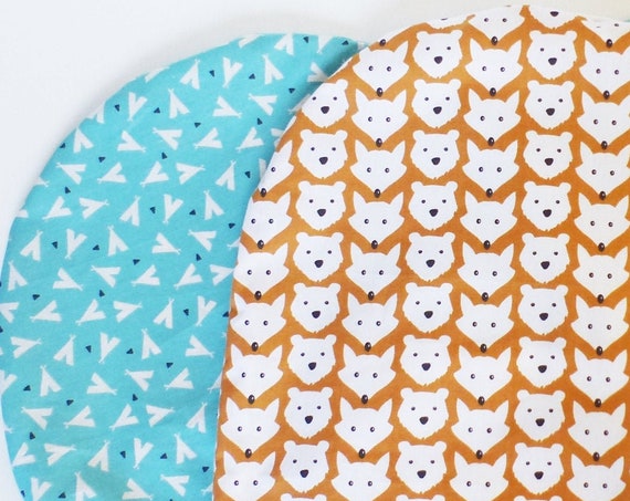 Topponcino Cover - Tipis Choice / Foxes Mustard and Mint - oeko tex - Montessori - baby birth gift