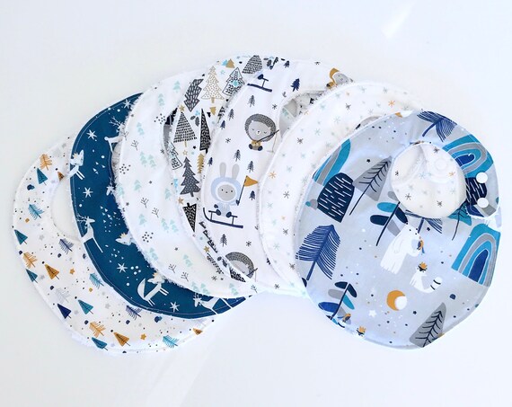 Baby box semainier de bavoirs - Box naissance / Coffret naissance mixte / 7 bavoirs bébé OEKOTEX