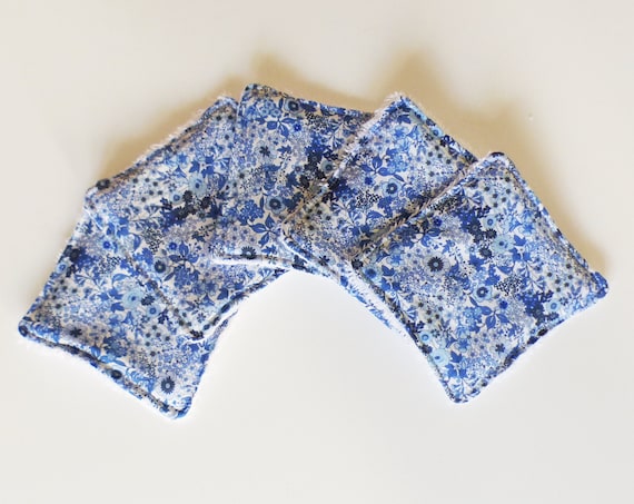 5 WASHABLE WIPES -10 x 10 cm -Liberty style FLOWERS fabrics - Oekotex - birth gift idea - baby gift