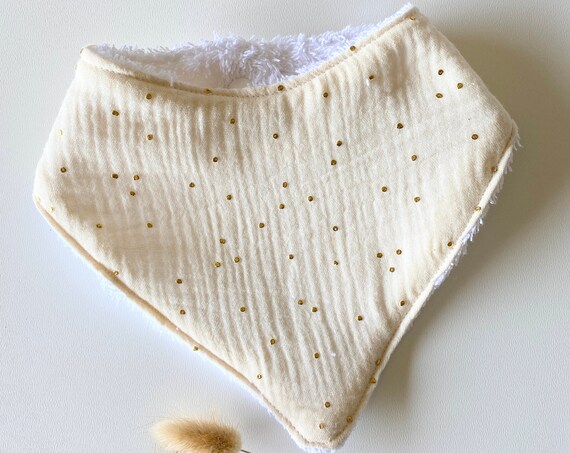 Bandana baby bib 0/12 months COTTON GAZE / white sponge - OEKOTEX - baby gift - sponge bib - triangle bib