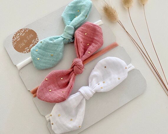 Headbands Baby Cotton Gauze - Set of 3 - Baby Girl Hairdressing Accessory