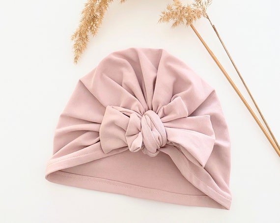 TURBAN baby knot in JERSEY- Old ROSE / hairdressing accessory baby girl