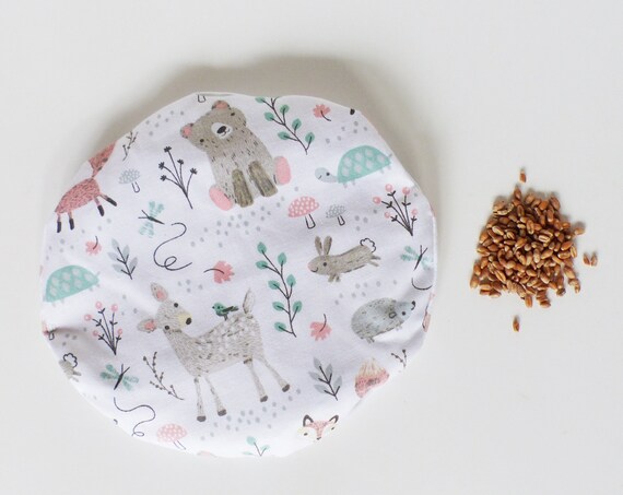 Wheat bottle Round 19 cm OURS / LAPINS ROSE -Dehousable -oekotex fabrics - gift idea - hotpad - child hot water bottle