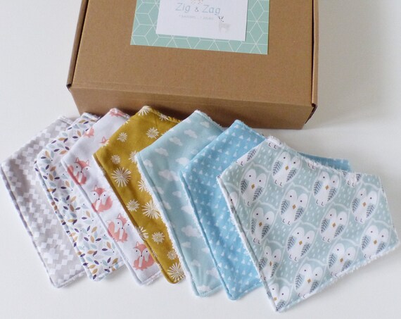 Semainier de Bavoirs Bandana - Birth Box / MIXED Birth Box / 7 OEKOTEX baby bibs