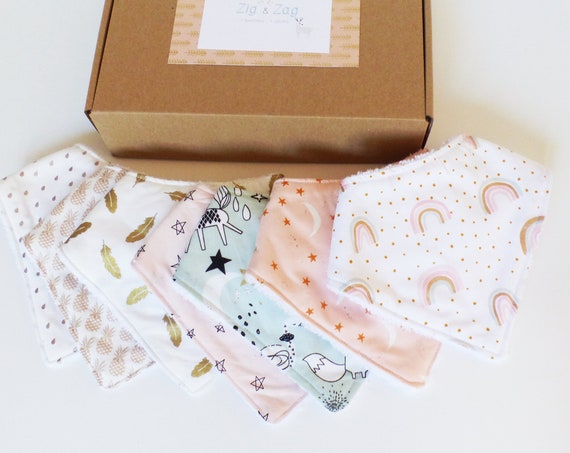 Semainier de Bavoirs Bandanas - Birth Box / Birth Box Daughter / 7 bibs baby OEKOTEX