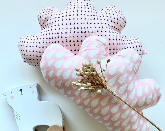 Small CLOUD fabric / ROSE decoration cushion of your choice - oekotex- gift birth little girl - decoration baby room