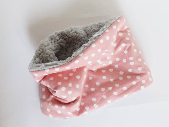 Snood for children - Choker - Snood hot girl - pink dots cotton - Sherpa gray