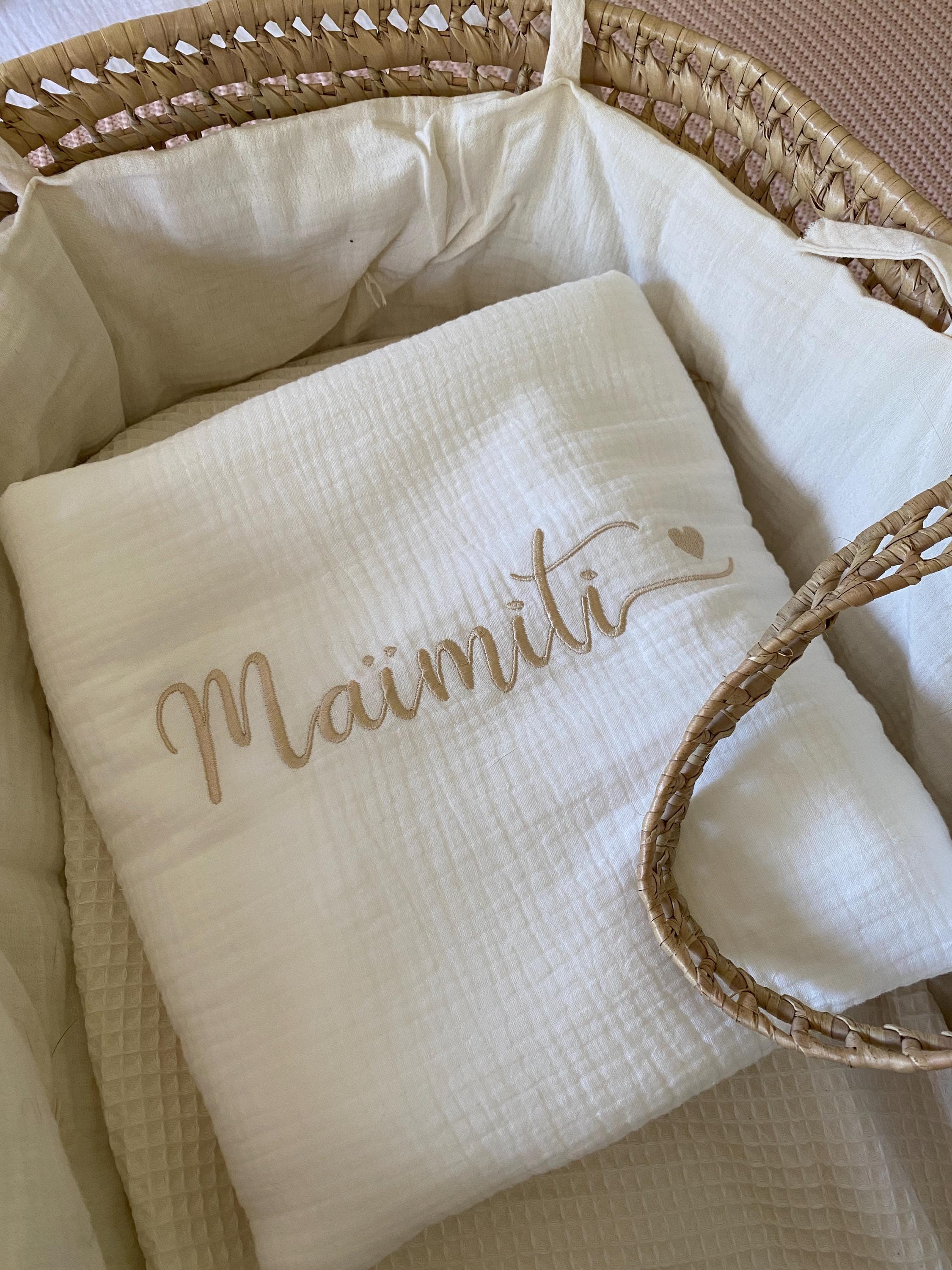 Copertina Neonato Personalizzata Con Nome - Cotone Morbido, 80x100 Cm, Per Culla E Passeggino (Denim Blue) - Foto 10