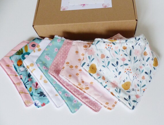 Semainier de Bavoirs Bandanas - Birth Box / Birth Box Daughter / 7 bibs baby OEKOTEX