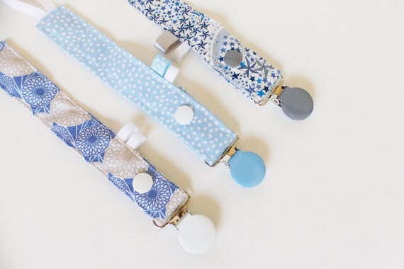 Nipple attachment - BLUE fabric OF YOUR CHOICE - Oekotex - birth gift idea - blanket attachment - fabric pacifier attachment