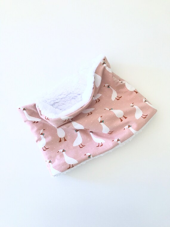 Snood child warm cotton oekotex - GEESE / lining WHITE FUR - PINK- Oeko-Tex - Snood child - warm - Neck circumference -