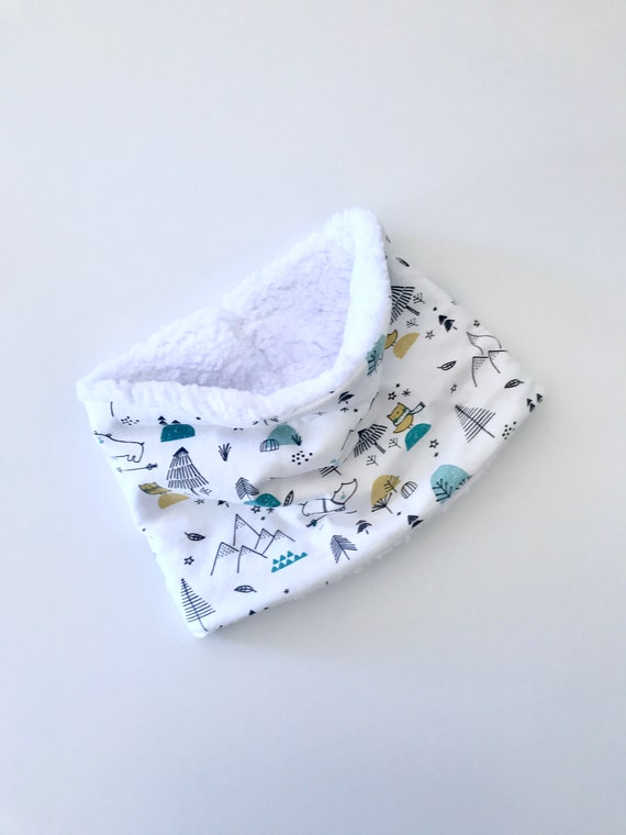 Snood child warm cotton oekotex - Polar animals / white fur lining - Oeko-Tex - Snood child - warm - Neck circumference -