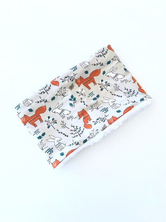 Snood child warm cotton oekotex - Animals BEIGE / lining white fur - Oeko-Tex - Snood child - warm - Neck circumference -