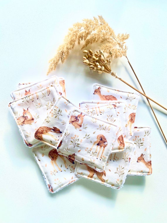 Washable makeup remover cottons - 10 x 10 cm -FAONS fabric - Oekotex - Zero Waste washable wipes -