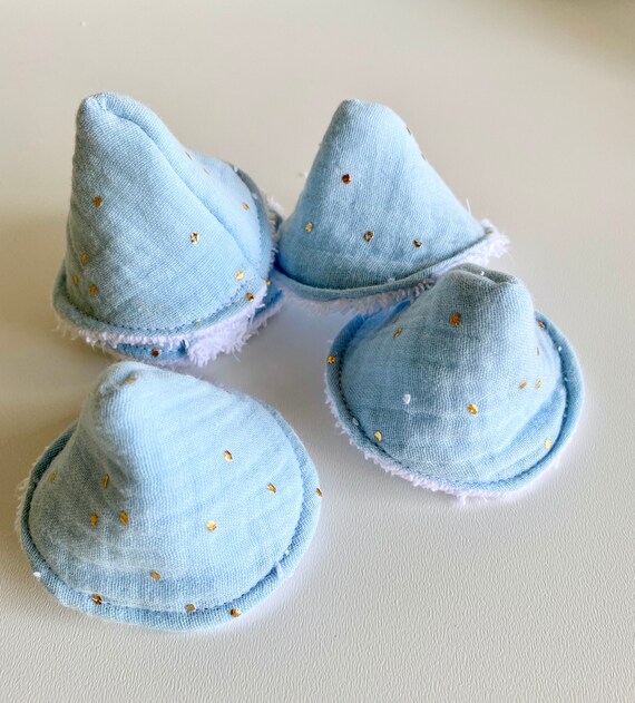 Set of 3 Peepe Tipis - GAZE Sky Blue Gold Peas - OEKOTEX Cotton - Boy Birth Gift Idea - Teepees