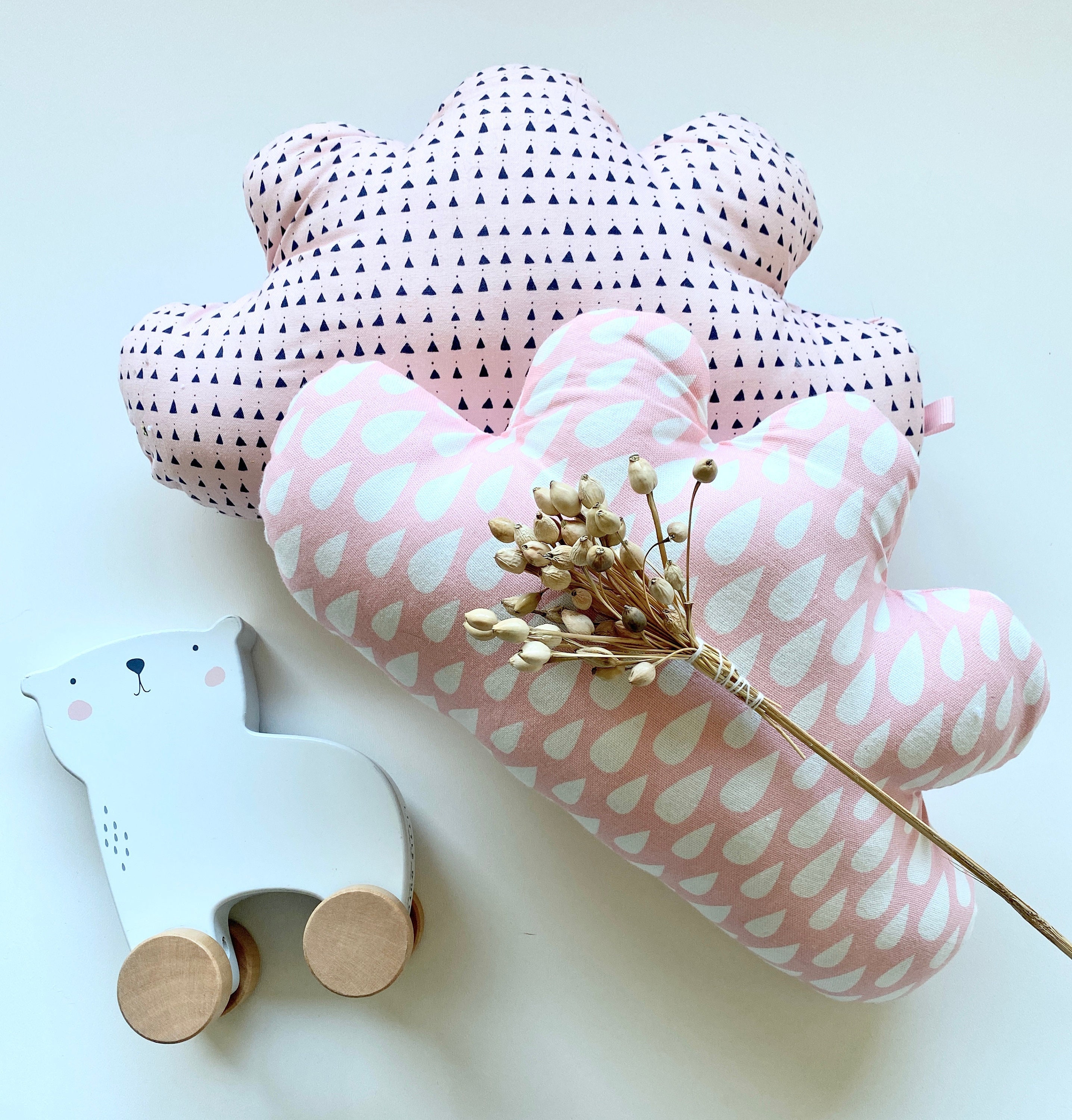 Petit Nuage en Tissu/Coussin de Décoration Rose Au Choix - Oekotex- Cadeau Naissance Petite Fille Ch