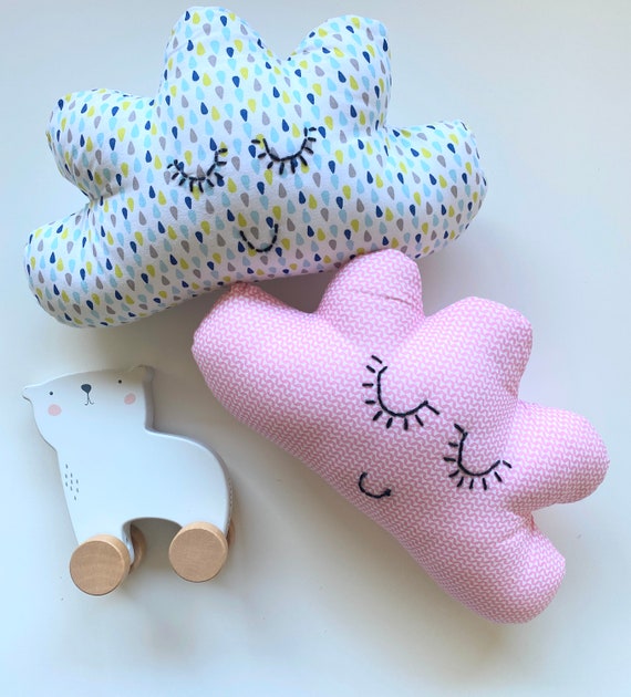 Small FABRIC CLOUD / Decoration cushion Of your choice - oekotex- baby birth gift - baby room decoration - embroidered cloud