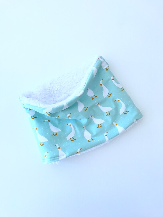 Snood child warm cotton oekotex - GEESE / lining WHITE FUR - MINT - Oeko-Tex - Snood child - warm - Neck circumference -