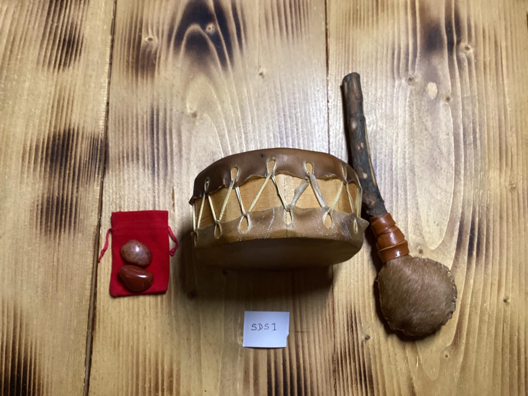 Shamanic Gift Set - Horse Rawhide Double Drum - Horse Rawhide Rattle ...