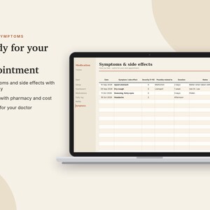 Medication Tracker Excel & Google Sheets, Pill Log, Daily Medicine Schedule, Refill Reminder, Health Tracker | Neutral Cream image 7