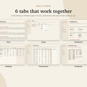 Investment Tracker Excel & Google Sheets, Dividend Tracker, Stock Portfolio Tracker, ETF + Asset Allocation, Rebalancing | Neutral Cream image 4