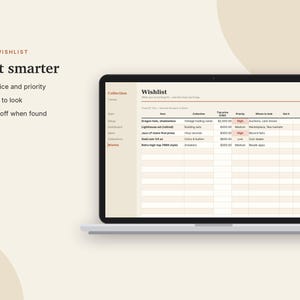Registro di valutazione della collezione in Excel e Fogli Google, Inventario delle carte collezionabili, Monete, Dischi in vinile + Collezione di scarpe da ginnastica / Crema neutra immagine 7