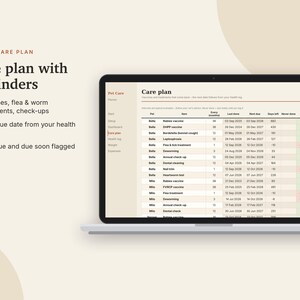 Pet Care Planner Excel & Google Sheets, Dog + Cat Health Record, Vaccination Tracker, Vet Log, Pet Expense Tracker | Neutral Cream image 5