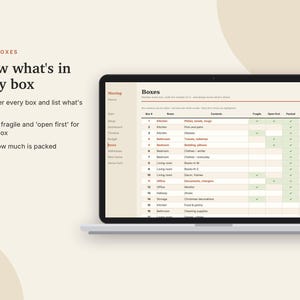 Moving Planner Excel & Google Sheets, Moving Checklist, Moving Budget, Box Inventory, New Home Checklist Spreadsheet | Neutral Cream image 6