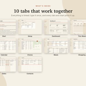 Family Planner Excel & Google Sheets, Weekly Family Calendar, Chore Chart with Rewards, Meal Planner, Family Organizer | Neutral Cream image 4