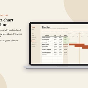 Thesis Planner Excel & Google Sheets, Dissertation Tracker, Word Count Tracker, PhD + Master Thesis Timeline, Gantt Chart | Neutral Cream image 5