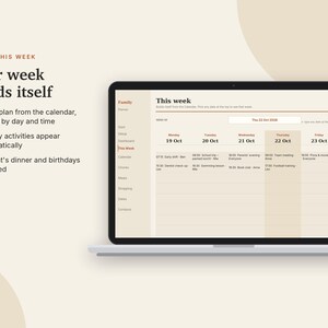 Family Planner Excel & Google Sheets, Weekly Family Calendar, Chore Chart with Rewards, Meal Planner, Family Organizer | Neutral Cream image 5