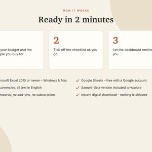 Christmas Planner Excel & Google Sheets, Holiday Budget + Gift List, Christmas Card List, Menu, Holiday To-Do Checklist | Neutral Cream image 9
