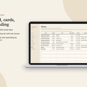 Christmas Planner Excel & Google Sheets, Holiday Budget + Gift List, Christmas Card List, Menu, Holiday To-Do Checklist | Neutral Cream image 7
