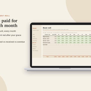 Rastreador de propiedades de alquiler en Excel y Google Sheets, hoja de cálculo para propietarios, lista de alquileres, ingresos y gastos de alquiler, resumen de impuestos / Neutral Cream imagen 5