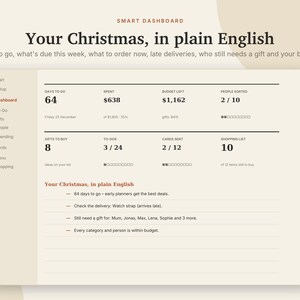 Christmas Planner Excel & Google Sheets, Holiday Budget + Gift List, Christmas Card List, Menu, Holiday To-Do Checklist | Neutral Cream image 2