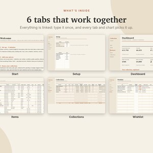 Registro di valutazione della collezione in Excel e Fogli Google, Inventario delle carte collezionabili, Monete, Dischi in vinile + Collezione di scarpe da ginnastica / Crema neutra immagine 4