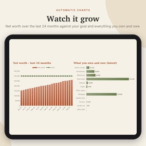 Net Worth Tracker Excel & Google Sheets, FIRE Calculator, Assets + Debt Tracker, Wealth Tracker, Financial Independence | Neutral Cream image 3