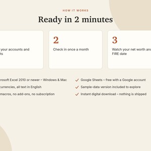 Net Worth Tracker Excel & Google Sheets, FIRE Calculator, Assets + Debt Tracker, Wealth Tracker, Financial Independence | Neutral Cream image 9