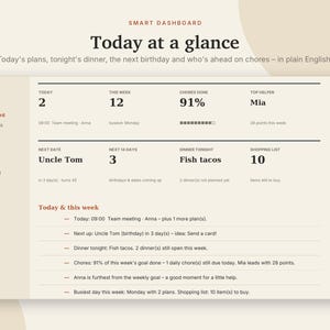 Family Planner Excel & Google Sheets, Weekly Family Calendar, Chore Chart with Rewards, Meal Planner, Family Organizer | Neutral Cream image 2