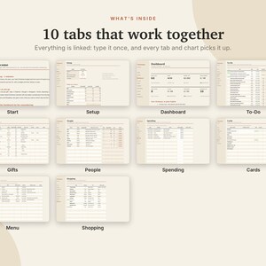 Christmas Planner Excel & Google Sheets, Holiday Budget + Gift List, Christmas Card List, Menu, Holiday To-Do Checklist | Neutral Cream image 4